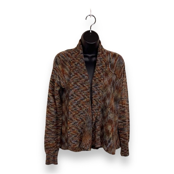 Sonoma Sweaters - MEDIUM SONOMA BEIGE PRINT KNIT SWEATER LONG SLEEVE OPEN FRONT